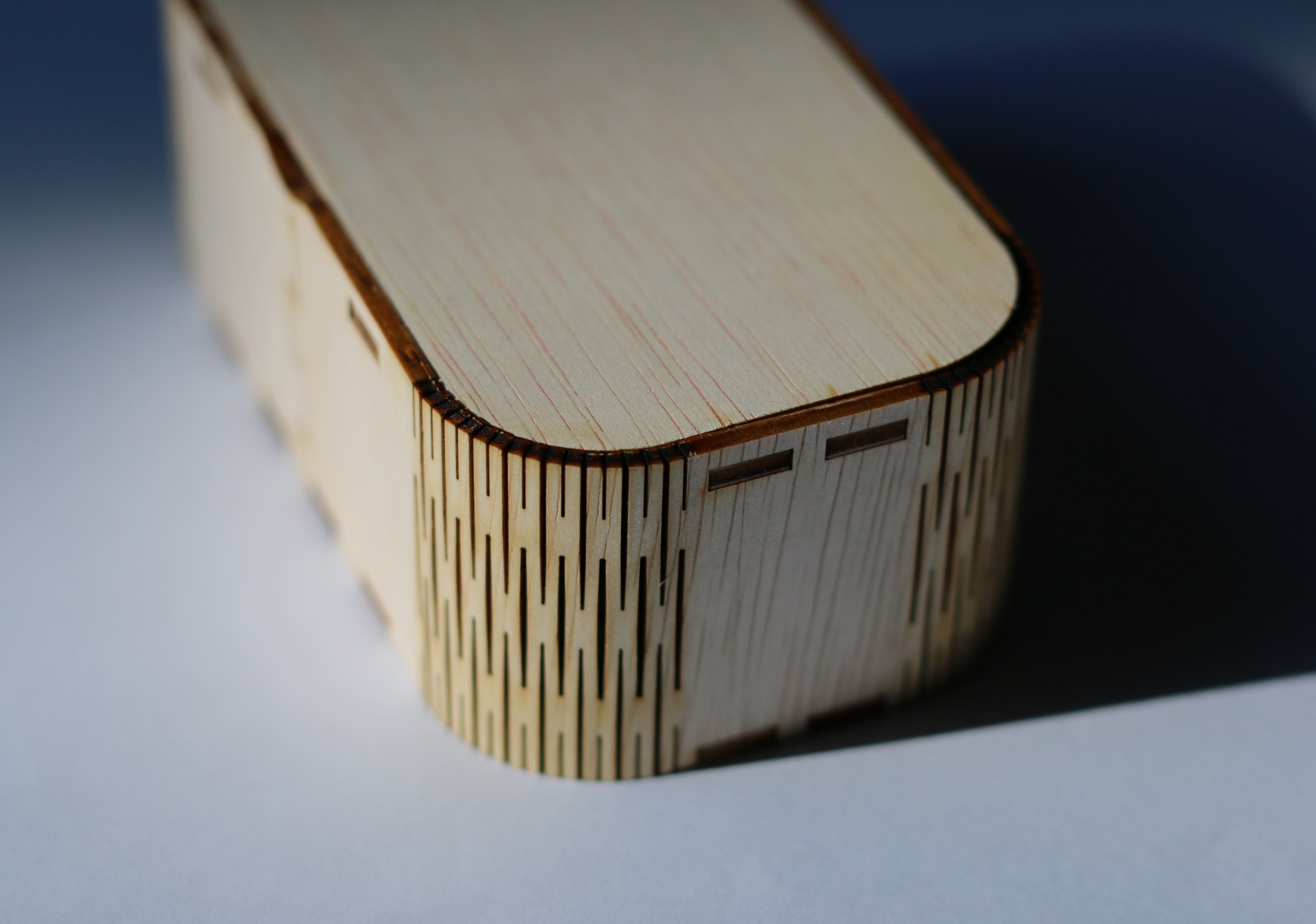 plywood box with cups inside