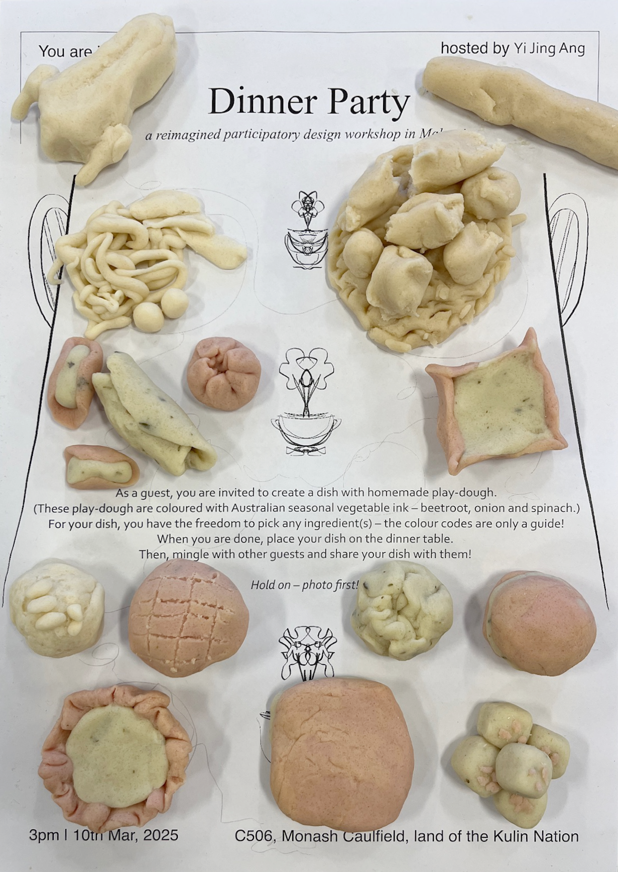 Poster of a dinner party table with dishes